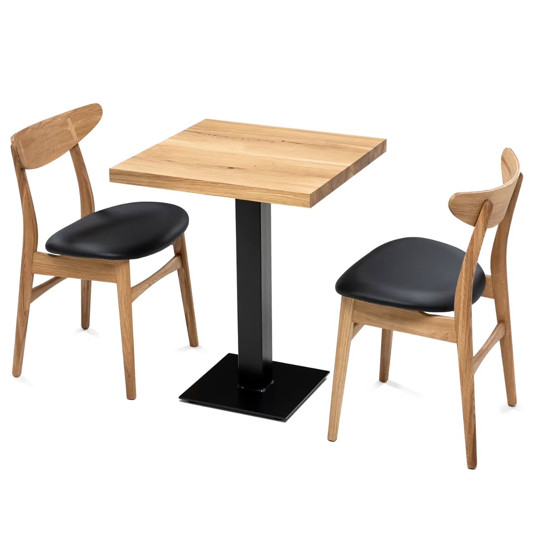 Table de bistrot sur piédestal en chêne massif 