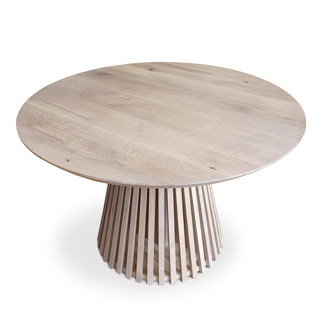 Table à manger ronde extensible Vivien en chêne coton 