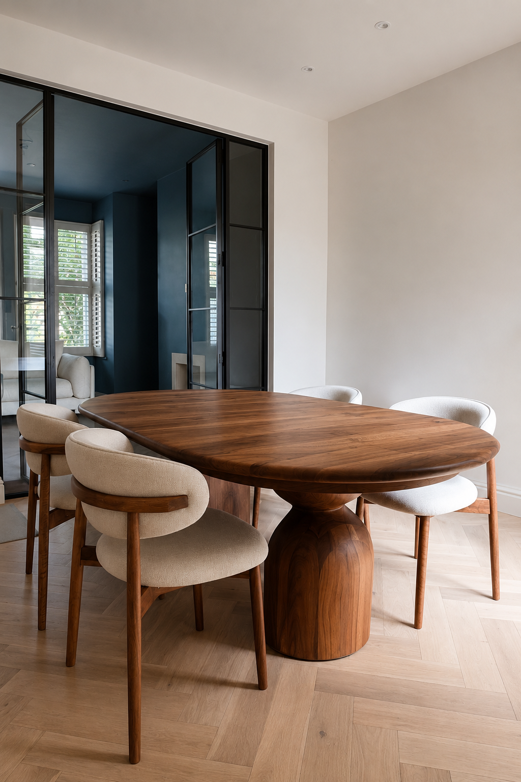 Ella Walnut Dining Chaid Cuir