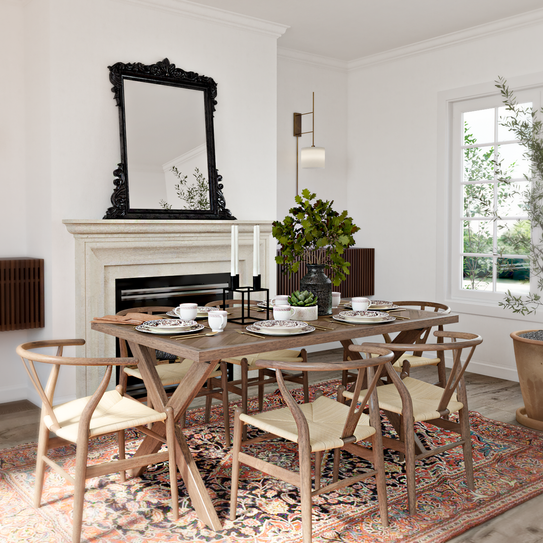 Table de salle à manger extensible à chevrons Astrid en chêne chocolat | S10Home