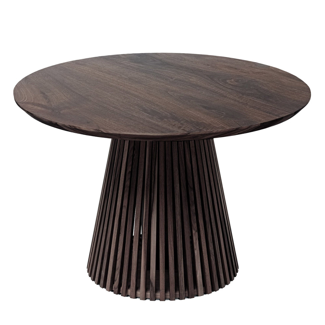 Table à manger ronde extensible Vivien en noyer charbon S10Home