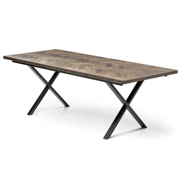 Table de repas extensible Astrid en chevrons charbon, extensible de S10Home