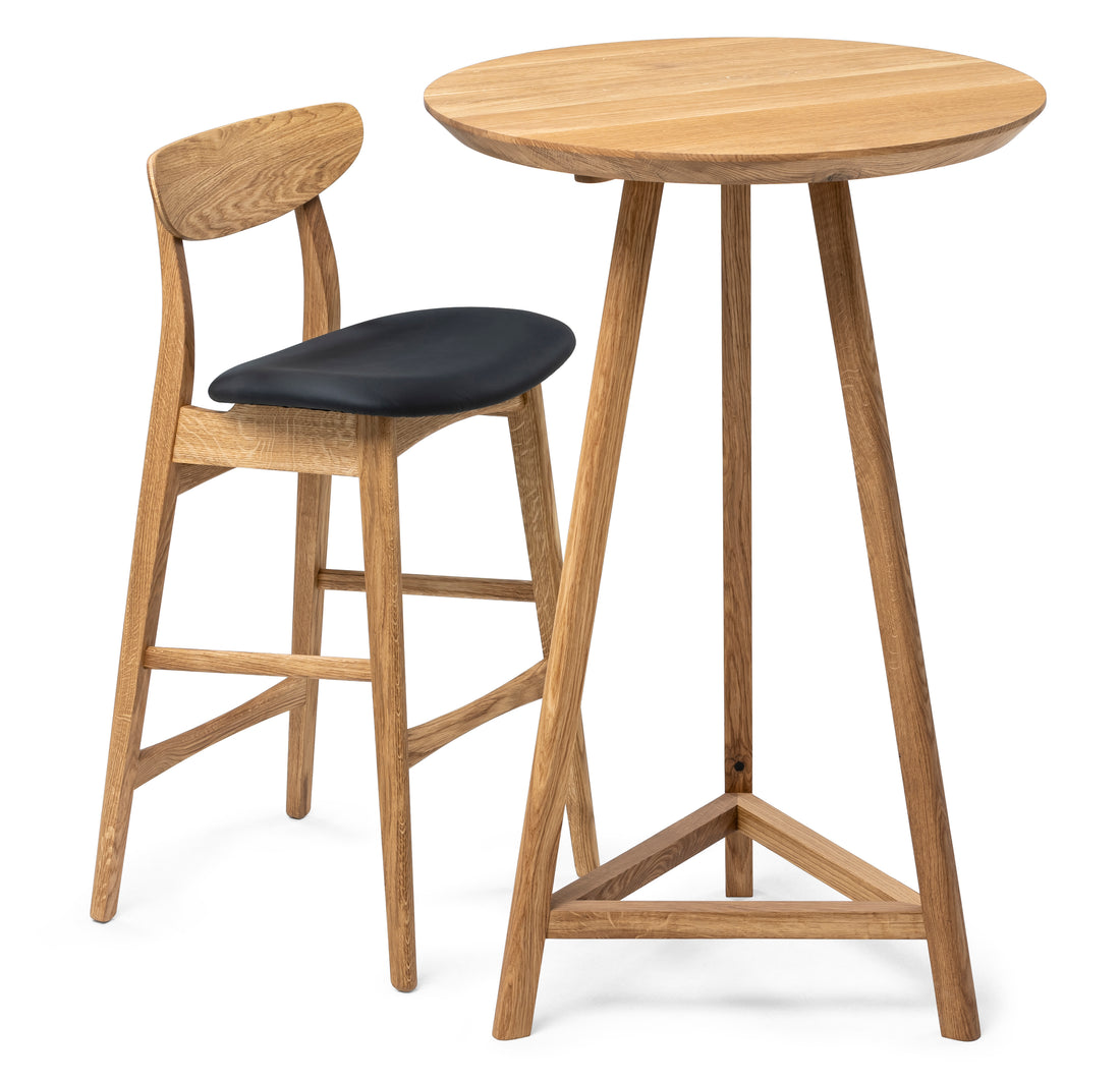 Table de bistrot ronde Eva en chêne massif 