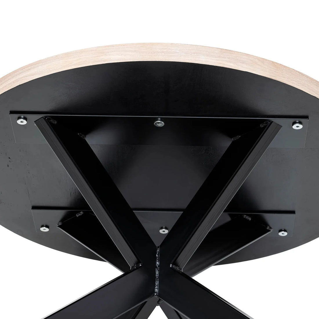 Table basse ronde Astrid à chevrons en hêtre en chêne de coton | S10Home