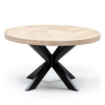 Astrid Round Herringbone Coffee Table in Cotton Oak | S10Home