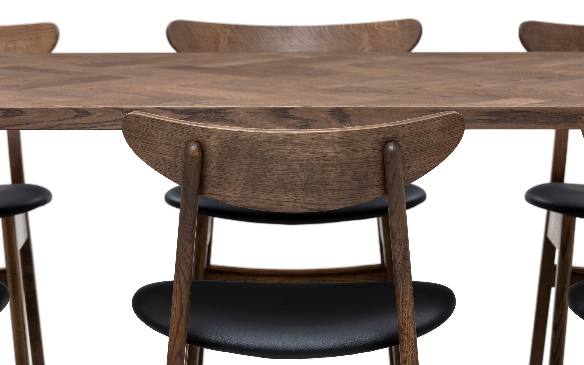 Table de salle à manger extensible à chevrons Astrid en chêne chocolat | S10Home