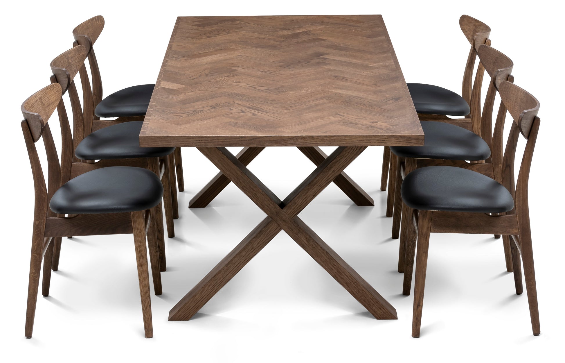 Table de salle à manger extensible à chevrons Astrid en chêne chocolat | S10Home