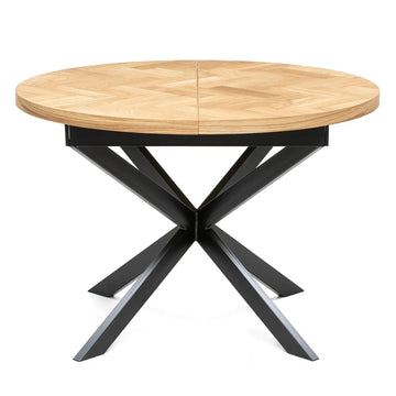 Table à manger ronde extensible à chevrons Astrid | Chêne massif | S10 Home