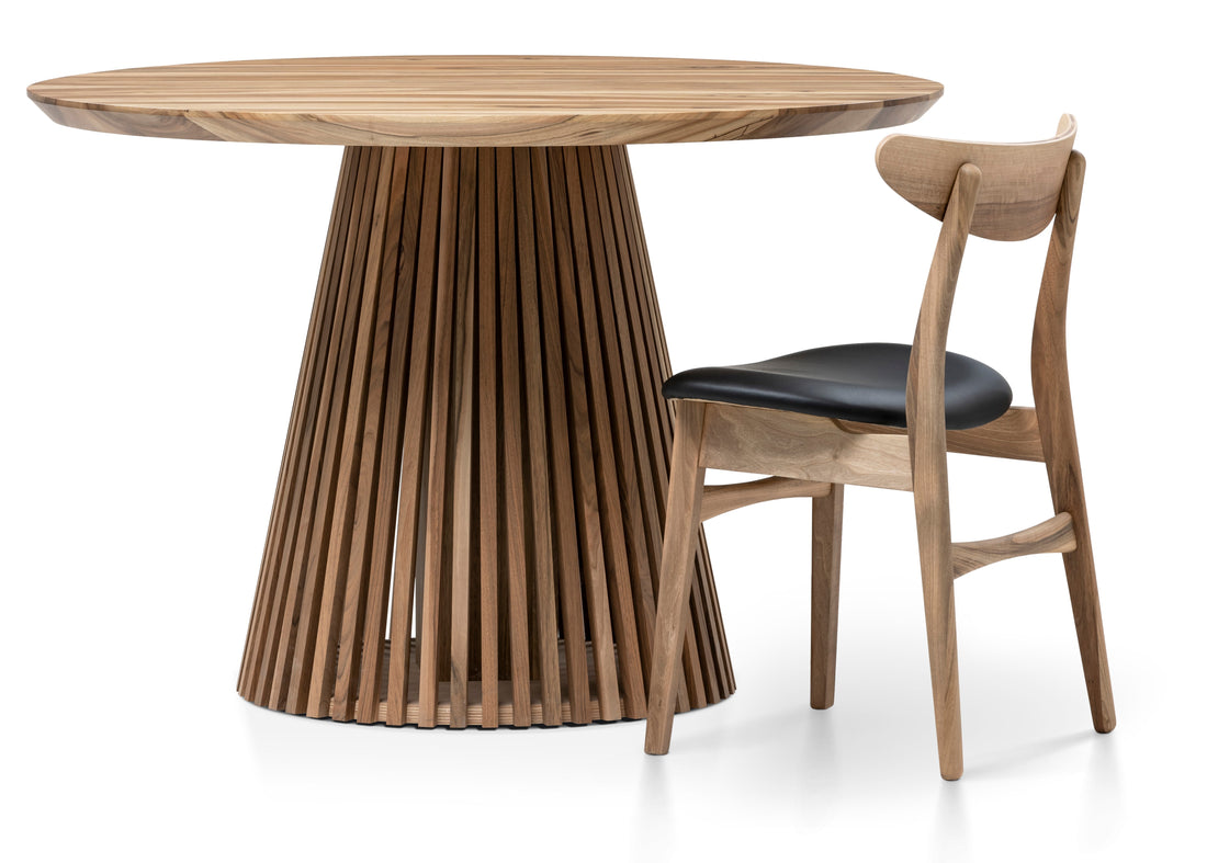 Table à manger ronde extensible en noyer Vivien | S10Home