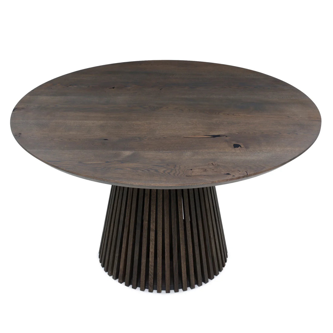 Table de salle à manger extensible ronde Vivien en chêne anthracite | S10Home